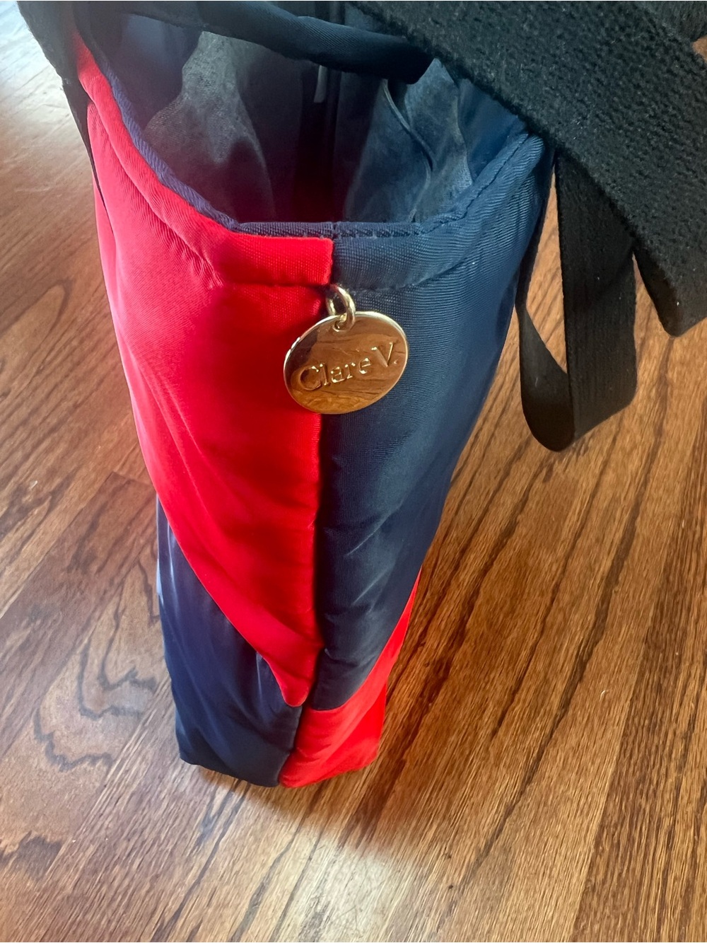 Clare V Annie Colorblock Red & Navy Tote Bag - Picture 4 of 10